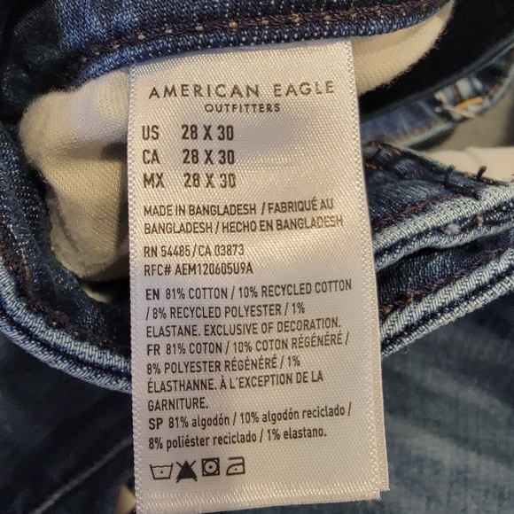 American Eagle Airflex + Slim Straight Men's Jean Size 28x30 Medium Wash - Picture 11 of 16